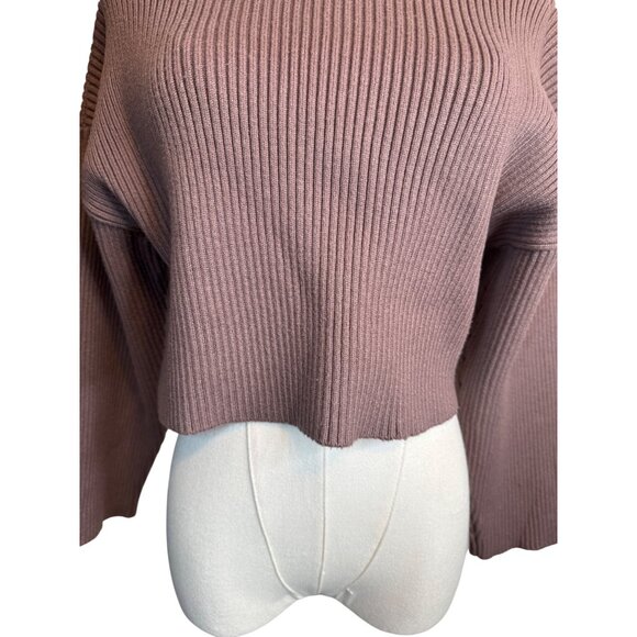 2/$30 ZARA Basic Small Ribbed Mock Neck Deep Taupe/Mauve Sweater - Picture 12 of 15